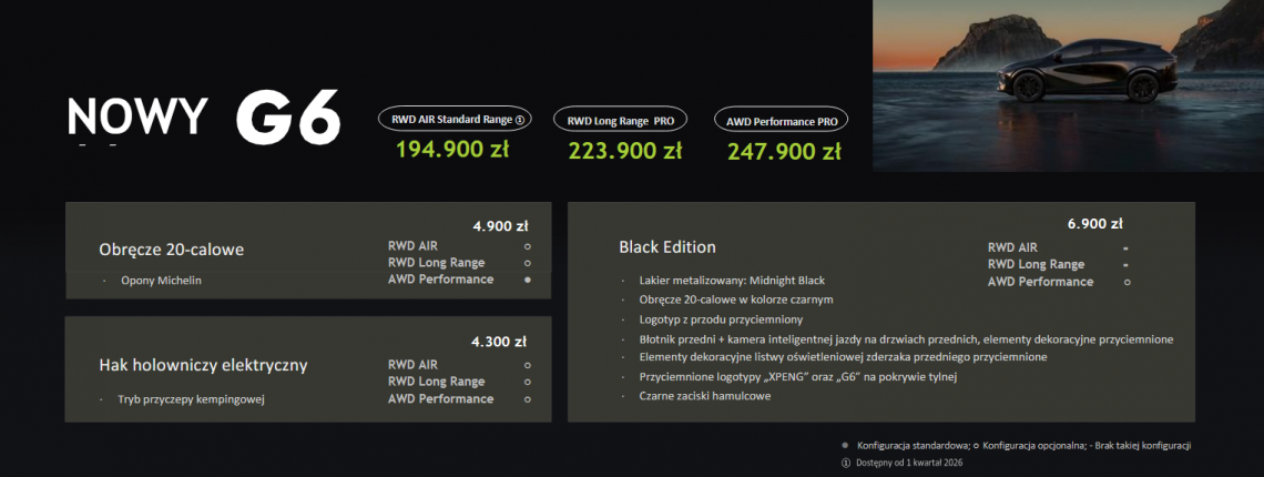 Xpeng G6 nowy cennik